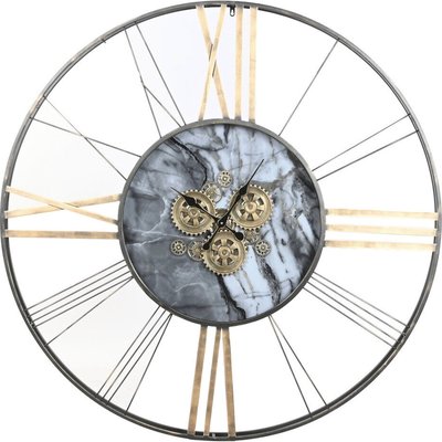 Horloge murale métal doré style loft mécanisme apparent RECOLLECTION