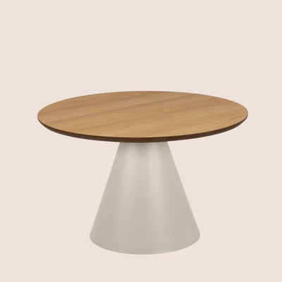 Table basse ronde en bois et métal grège D65 - GIROLLE HELLIN, DEPUIS 1862