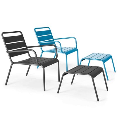 Lot de 2 fauteuils relax dépareillés avec repose pieds, PALAVAS OVIALA