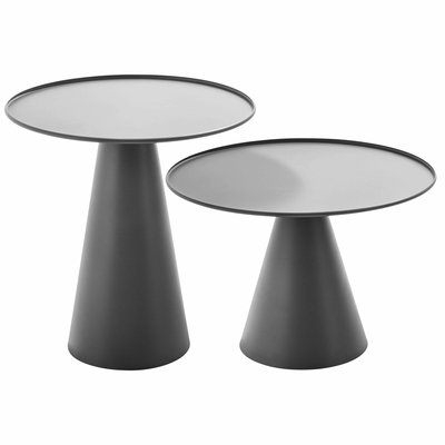 Lot de 2 tables basses rondes en acier, GOMBA OVIALA