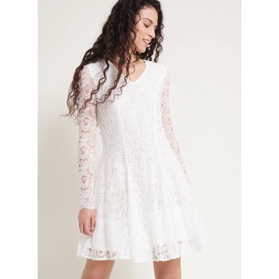 Robe patineuse dentelle col V NELLI NAF NAF