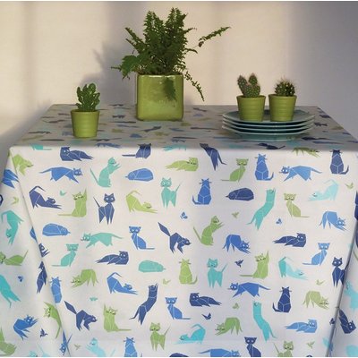 Nappe enduite carrée ou rectangle CHATS FLEUR DE SOLEIL