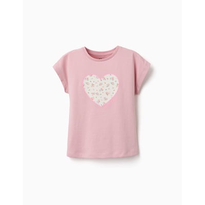 T-shirt en coton avec imprimé cœur floral ZIPPY