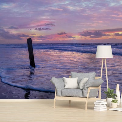 Papier peint panoramique plage et mer au sunset HEXOA