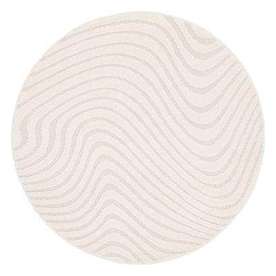 Tapis rond intérieur motifs ondulations en relief créme CHUCK SWEEEK