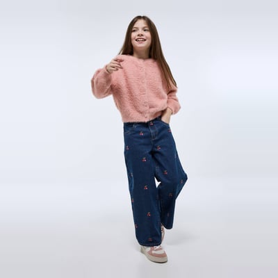 Jean large brodé MONOPRIX