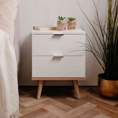 Table de chevet en bois avec 2 tiroirs TERRE DE NUIT