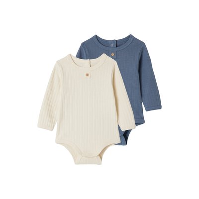 Lot 2 bodies manches longues en coton bio VERTBAUDET