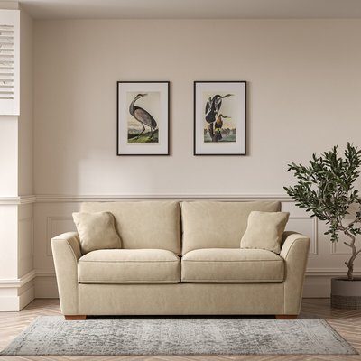 Florence Soft Brushed 3 Seater Sofa with Dark Brown Wood Legs SO'HOME