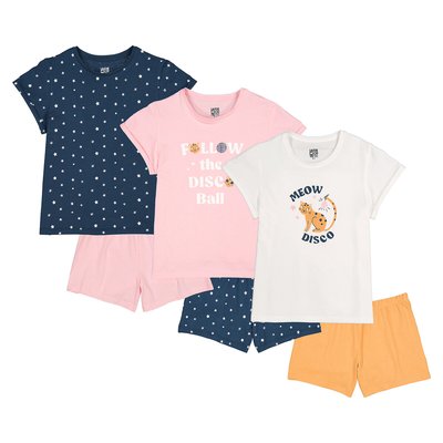 Lot de 3 pyjashorts imprimés chat et étoiles LA REDOUTE COLLECTIONS