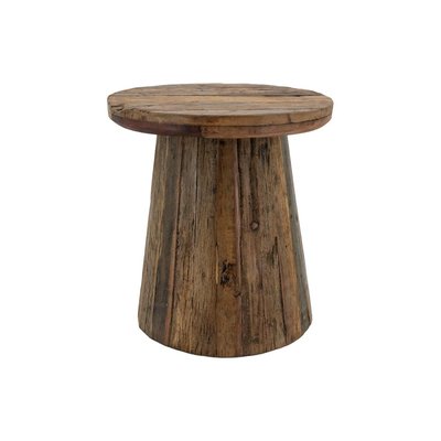 Table basse bois recyclé Ø46 cm – Look naturel et unique AUBRY GASPARD