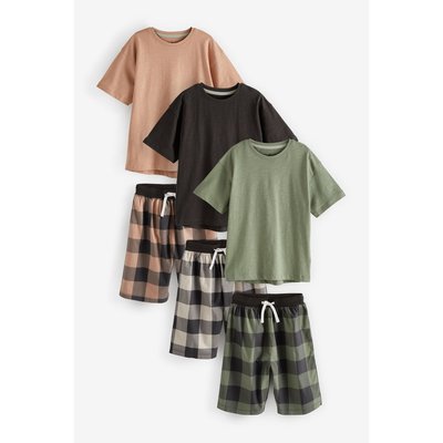 Pyjamas shorts tissés à carreaux, lot de 3 NEXT