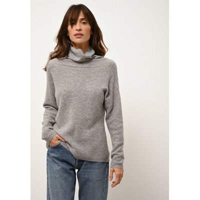 BLANTYRE pull col roulé bleu denim en cachemire JUST CASHMERE
