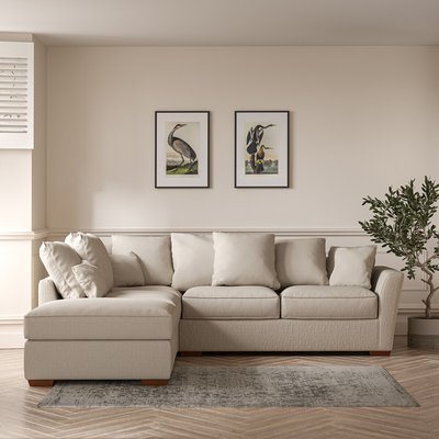 Florence Scatterback Textured Woven Left Facing Corner Sofa & Footstool with D SO'HOME
