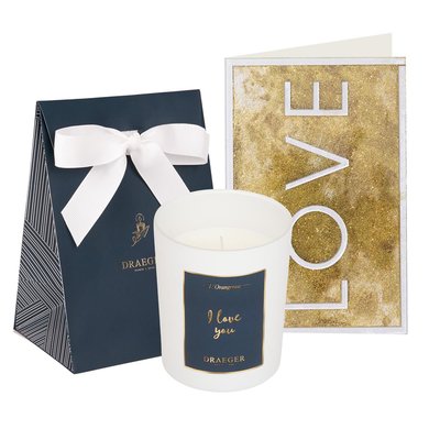 Lot Cadeau Bougie & Carte Love avec Sac Cadeau pour Bougie DRAEGER PARIS