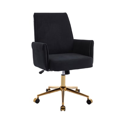 Chaise de bureau pivotante réglable en hauteur en velours côtelé, ELVAN MEUBLES COSY