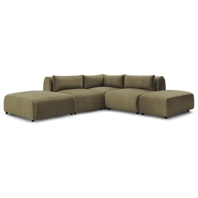 Canapé modulable 5 places en velours, JEANNE BOBOCHIC