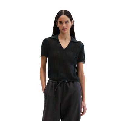 Polo en tricot ajouré régulier en mélange de coton et de lin bio MARC O'POLO