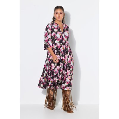 Robe trapèze midi, motif hortensia STUDIO UNTOLD