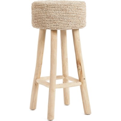 Tabouret de bar en rafia et teck Bazar Bizar RECOLLECTION