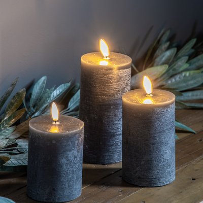 Set of 3 LED Candle Rustic Slate SO'HOME