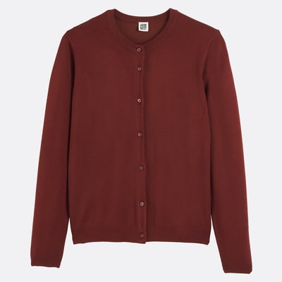 Cardigan boutonné, col rond, en fine maille LA REDOUTE COLLECTIONS