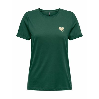 T-shirt bedrukt met klein hart vooraan ONLY