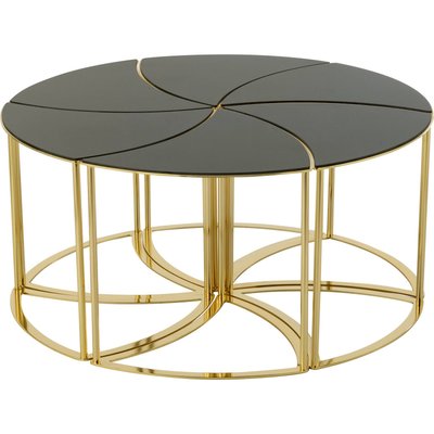 Table basse design métal doré et verre  style contemporain RECOLLECTION