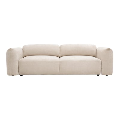 Canapé convertible 4 places avec coffre en tissu velours chenille beige SWELL MILIBOO