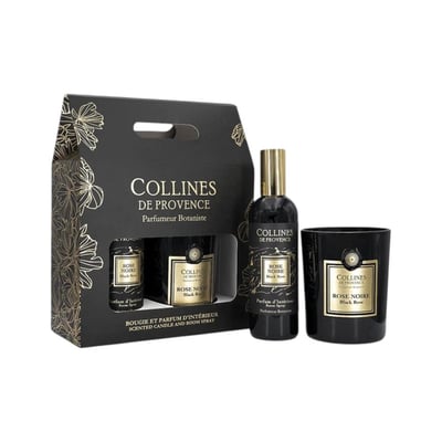 Parfum d'intérieur - Coffret parfum d'Intérieur et bougie Rose Noire COLLINES DE PROVENCE