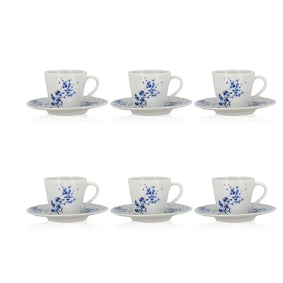 Lot de 6 tasses et soucoupes en porcelaine 22cl, CENTAUREE NOVASTYL