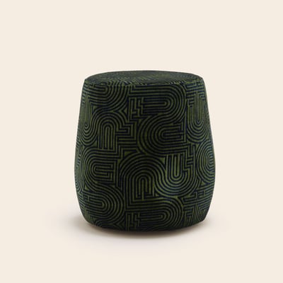 Pouf en chenille avec Motif graphique LEAH MADURA