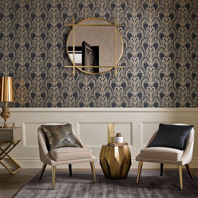 Papier peint Art Deco Black/Gold GRAHAM ET BROWN