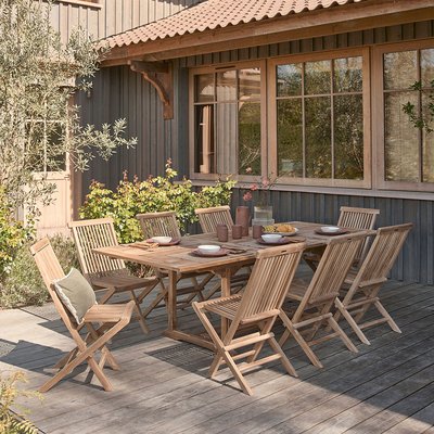 Salon de jardin en teck massif extensible 8/10 places  MALTE BERAH GETAH