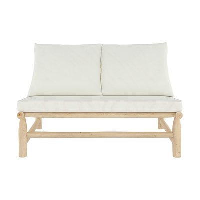 Banquette de jardin 2 places en teck et coussins - MAKAM RENDEZ-VOUS DÉCO