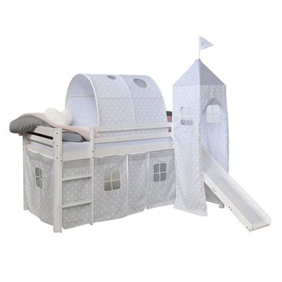 Lit mi-haut 90x200 cm matelas Toboggan et Tour étoiles HOMESTYLE4U