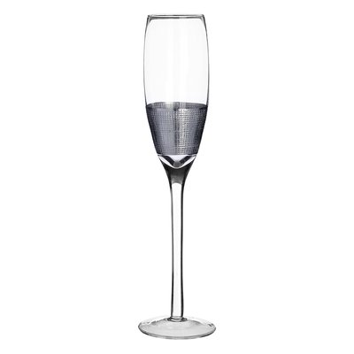 Set of 4 Silver Crosshatch Champagne Flute Glasses SO'HOME