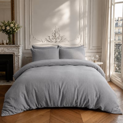 Parure housse de couette en gaze de coton unie, RELAX C DESIGN HOME TEXTILE