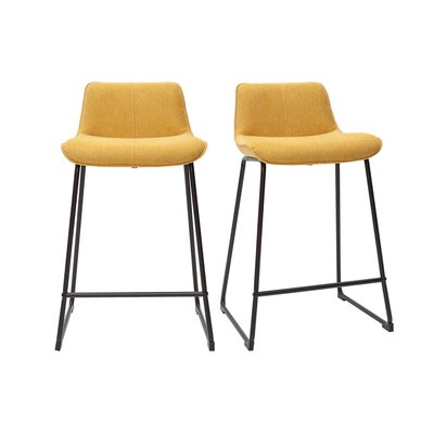 Tabourets de bar en tissu effet velours texturé pieds métal H65 cm (lot de 2) BOOST MILIBOO