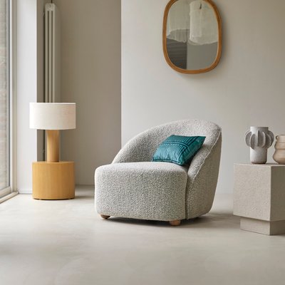 Fauteuil 1 place en acacia massif et tissu gris SOREN TIKAMOON