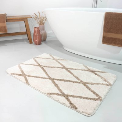 Tapis de bain épais motif losanges ton sur ton , SAN BOSA HOMIE LIVING