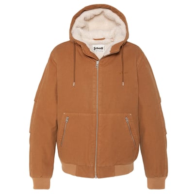 Blouson worker canvas à capuche doublé sherpa SCHOTT