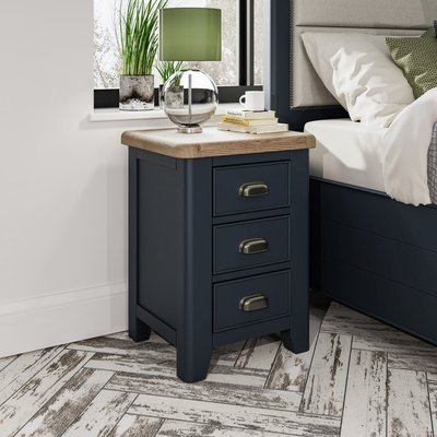 Table de nuit en bois finition bleu profond 3 tiroirs 65 cm HOVE PIER IMPORT