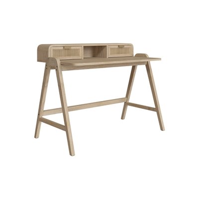 Bureau en bois de mindi et cannage - KHAO RENDEZ-VOUS DÉCO