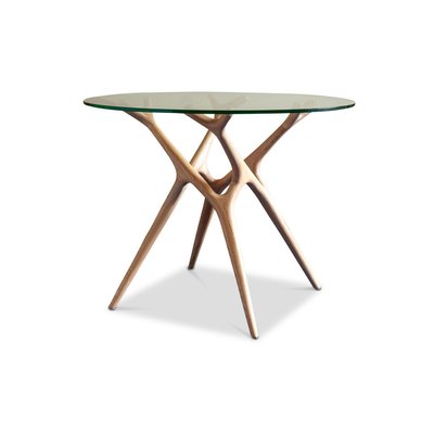 Table ronde en verre et frêne massif 4 personnes SYLVAE PRODUIT INTERIEUR BRUT