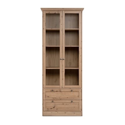 Vitrine avec 2 portes vitrées et 2 tiroirs L80 cm - TIMBER CALICOSY