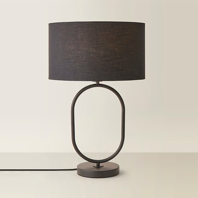Matte Black Oval Table Lamp with Drum Shade SO'HOME