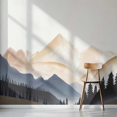 Papier peint silhouette de montagne HEXOA