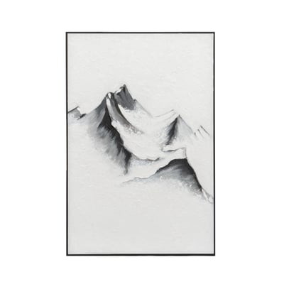 Toile décorative sommet enneigé en relief cadre noir 60x90 cm AMADEUS