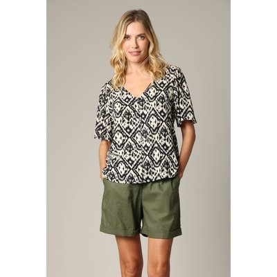 Blouse femme ample col v avec boutons et manches papillon EHOMA DEELUXE